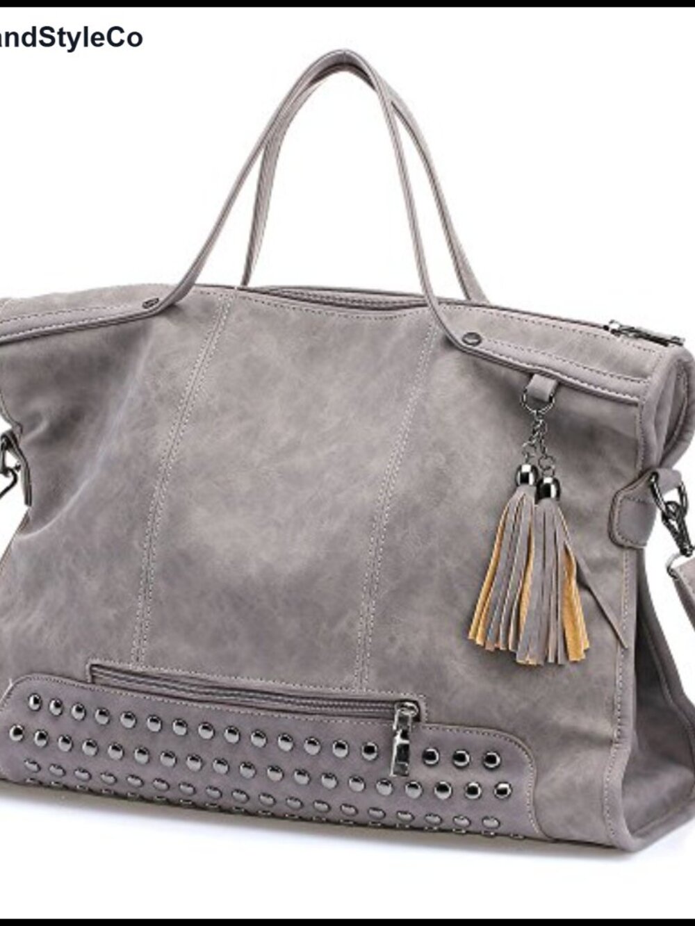 Gothic Studded Crossbody Handbag for Women Large Shoulder Tote Purse